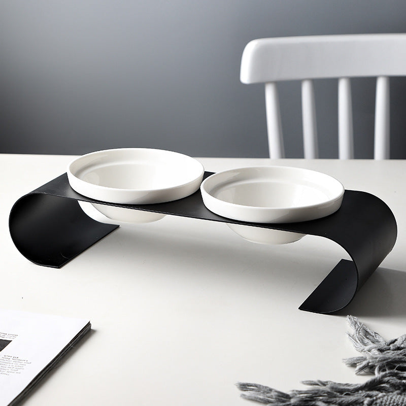 The Oslo Feeder | Elevated Ceramic Pet Bowls with Iron Stand
