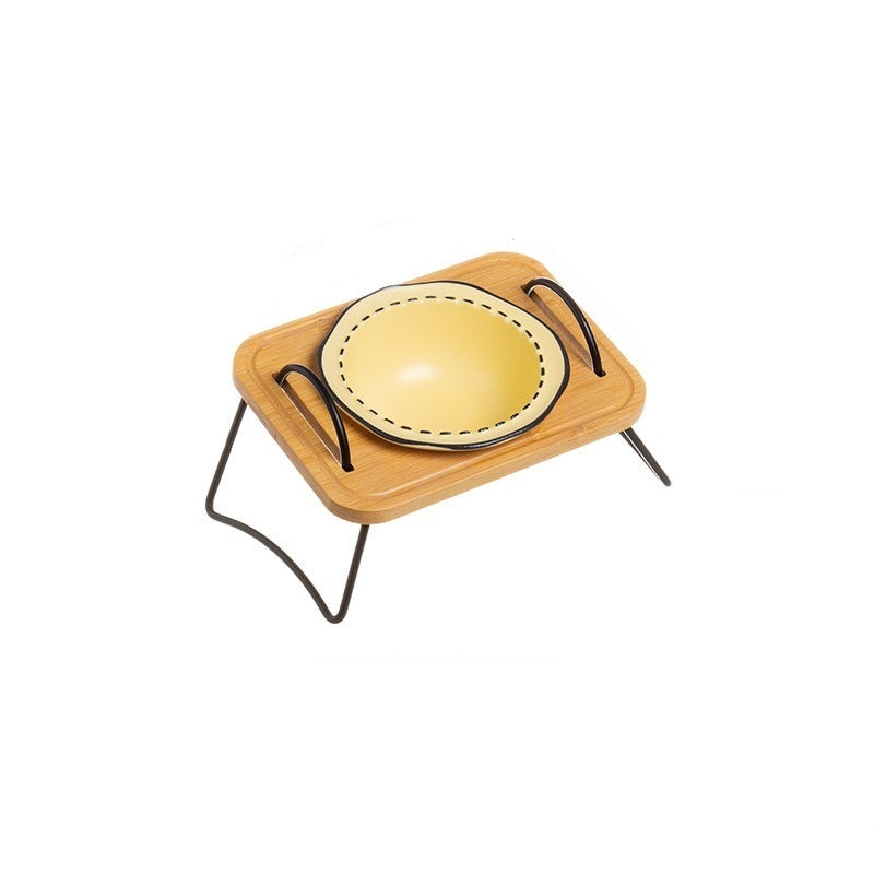 The Kyoto Feeder | Tilted Ceramic Pet Bowl with Wood & Iron Stand
