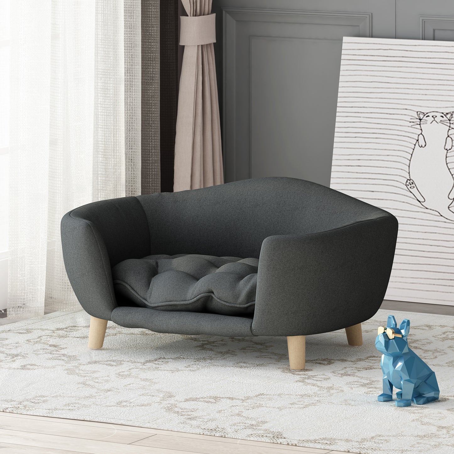 The Scandinavian Pet Lounger | Mid-Century Modern Upholstered Dog Bed