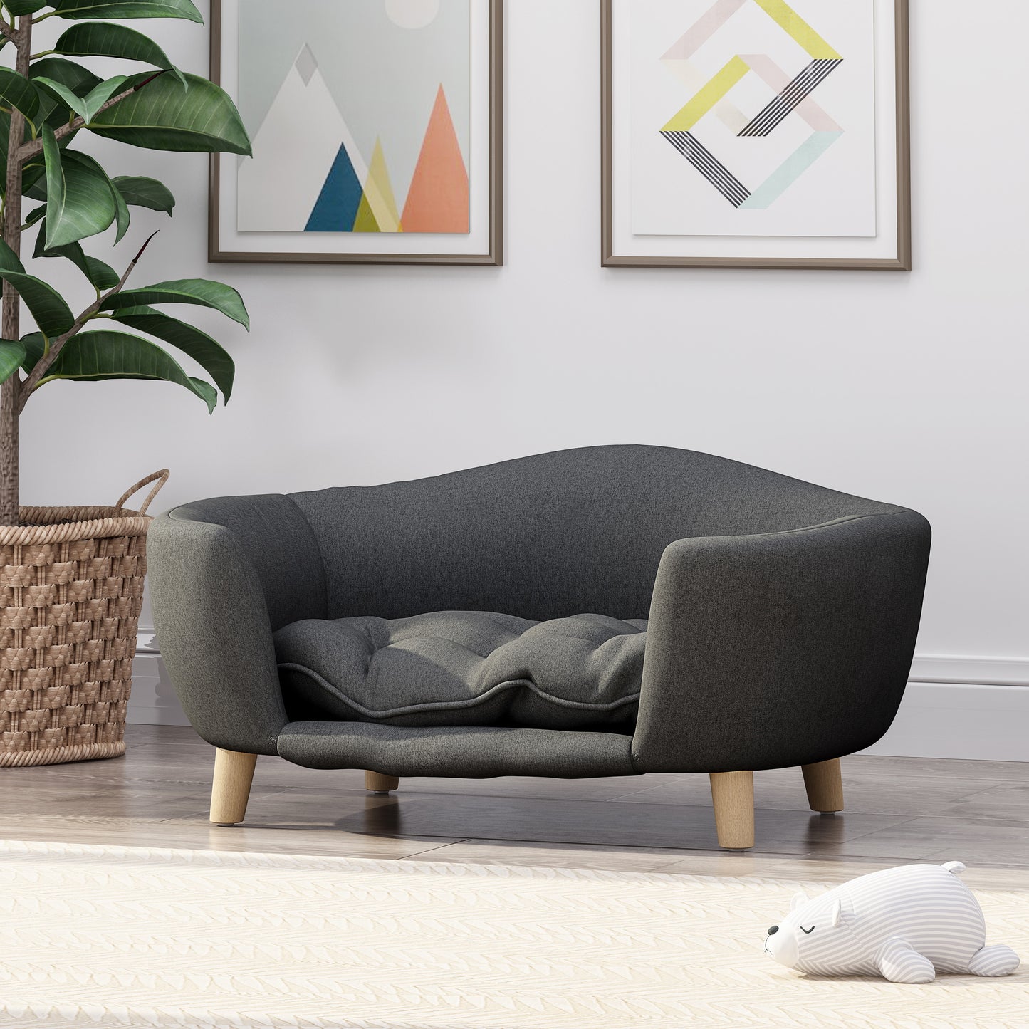 The Scandinavian Pet Lounger | Mid-Century Modern Upholstered Dog Bed